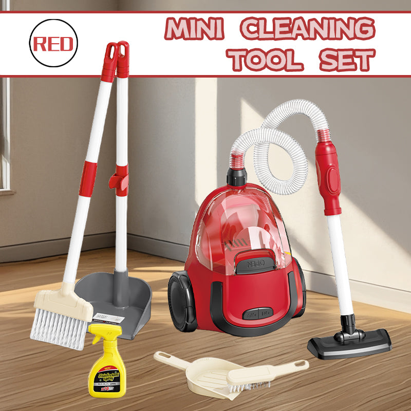 Interactive Pretend Play Cleaning Set – Mini Electric Vacuum, Sweeper, Dustpan & Spray Bottle – Role-Play Toy for Ages 3+