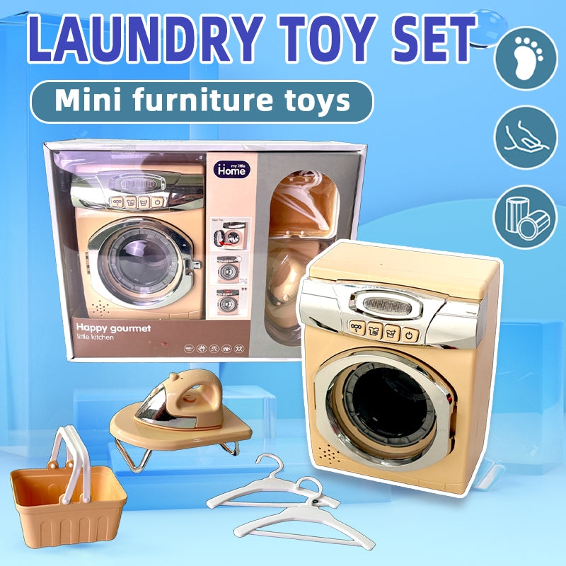 Kids Pretend Washing Machine Playset – Spinning Drum, Lights & Sounds, Iron, Basket & Hangers – Role-Play Laundry Toy (Ages 18M+)