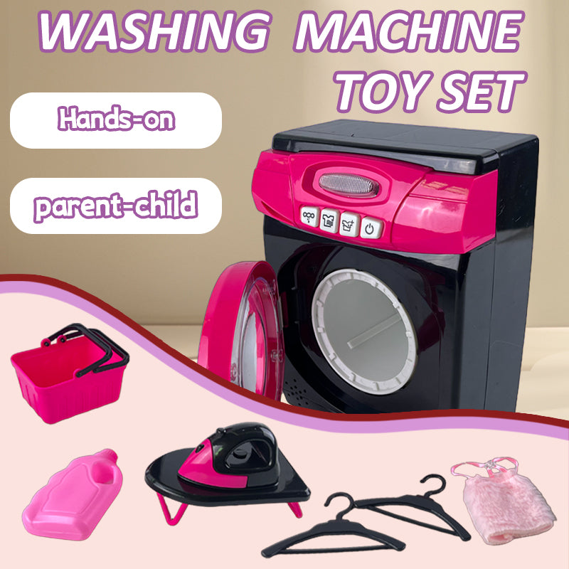Pretend Play Washing Machine Toy Set – Includes Laundry Basket, Detergent, Iron, Hanger, Fabric & More – Educational Role‑Play for Ages 3+