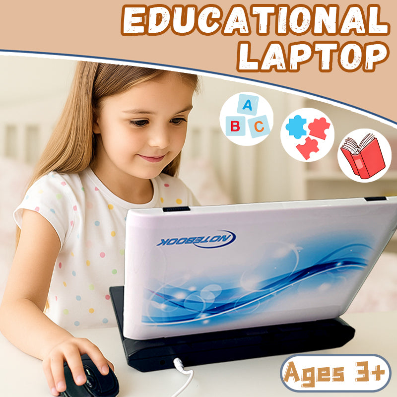 Kids' Educational Laptop Toy (Ages 3+) – 60+ Learning Games for ABCs, Math, Music, Logic, Typing, Drawing & More – Bilingual Pretend Computer with Screen & Keyboard – STEM Gift for Boys & Girls