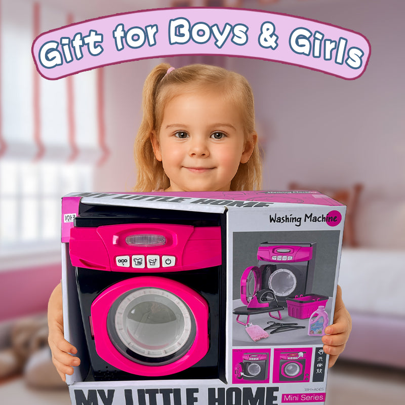 Pretend Play Washing Machine Toy Set – Includes Laundry Basket, Detergent, Iron, Hanger, Fabric & More – Educational Role‑Play for Ages 3+