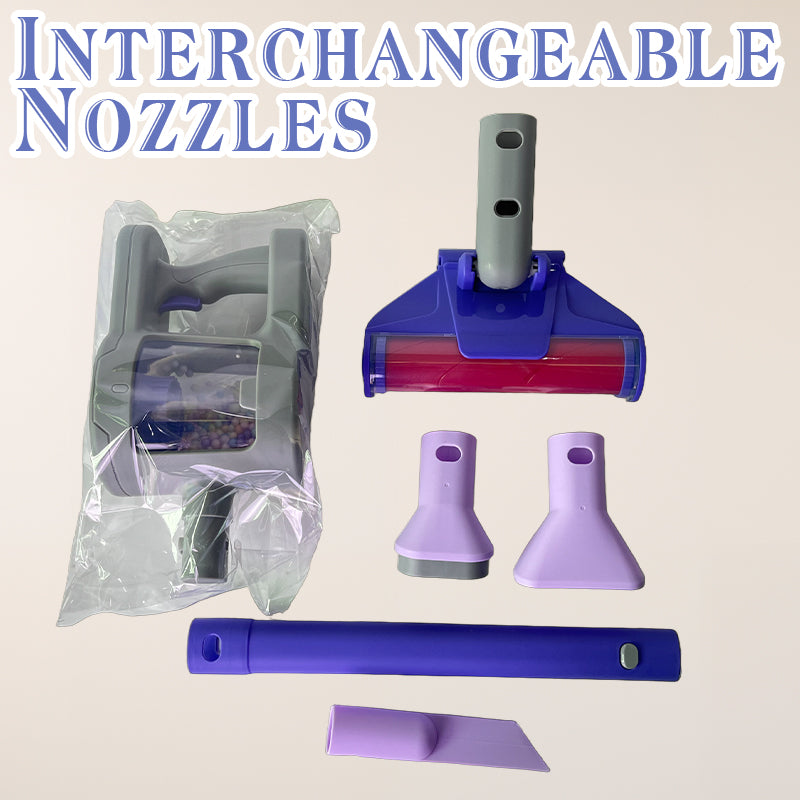 Kids Toy Vacuum Cleaner for Ages 3+ – Battery-Powered Pretend Play Vacuum with Realistic Sounds, Spinning Brush, Bead Bin & Interchangeable Nozzles