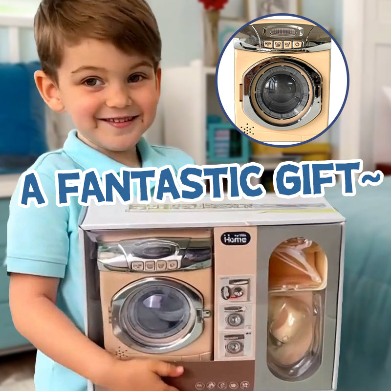 Kids Pretend Washing Machine Playset – Spinning Drum, Lights & Sounds, Iron, Basket & Hangers – Role-Play Laundry Toy (Ages 18M+)