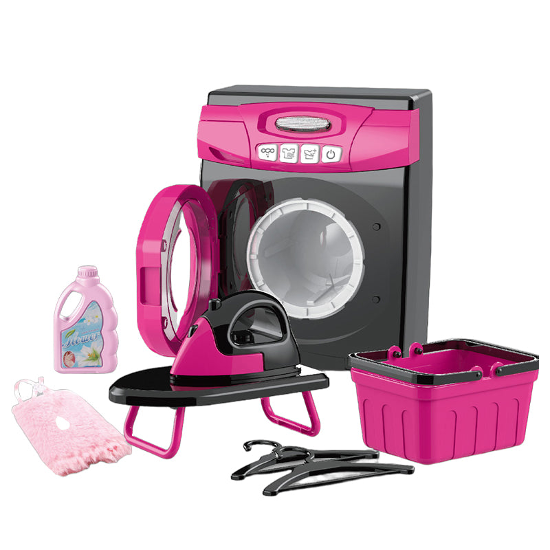 Pretend Play Washing Machine Toy Set – Includes Laundry Basket, Detergent, Iron, Hanger, Fabric & More – Educational Role‑Play for Ages 3+