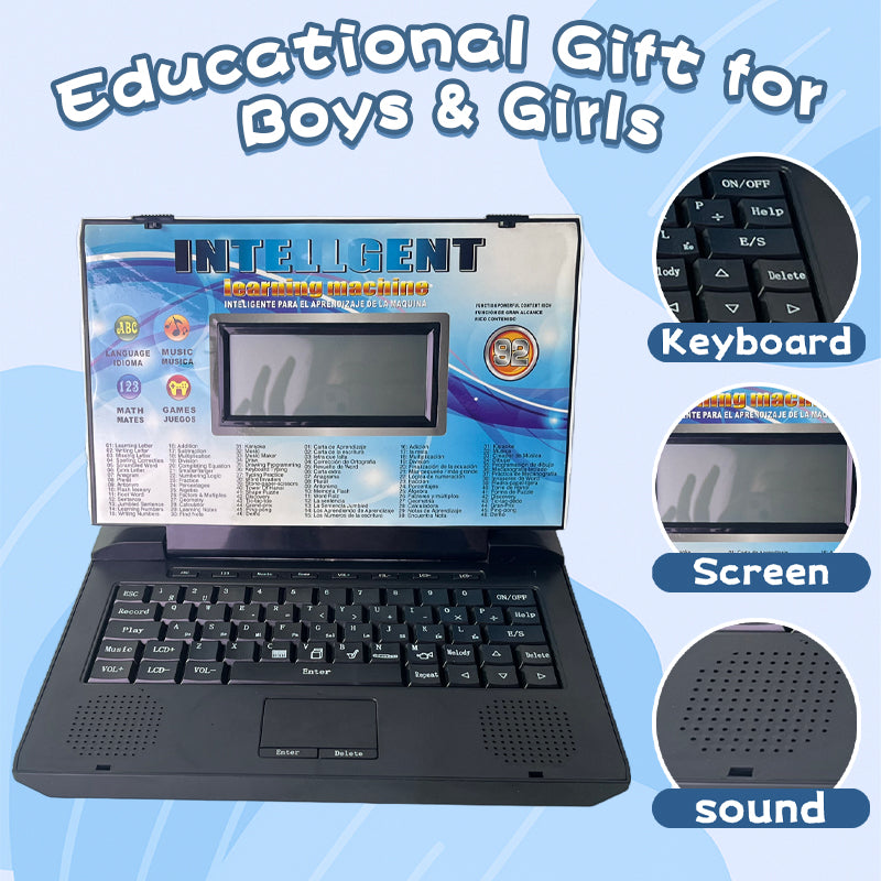 Kids' Educational Laptop Toy (Ages 3+) – 60+ Learning Games for ABCs, Math, Music, Logic, Typing, Drawing & More – Bilingual Pretend Computer with Screen & Keyboard – STEM Gift for Boys & Girls