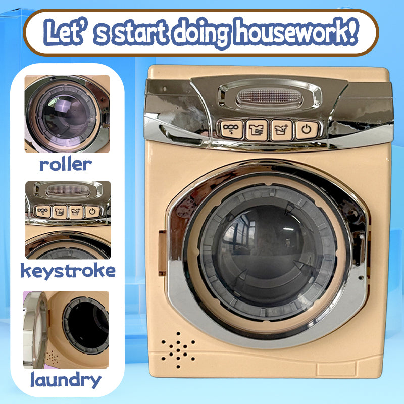 Kids Pretend Washing Machine Playset – Spinning Drum, Lights & Sounds, Iron, Basket & Hangers – Role-Play Laundry Toy (Ages 18M+)