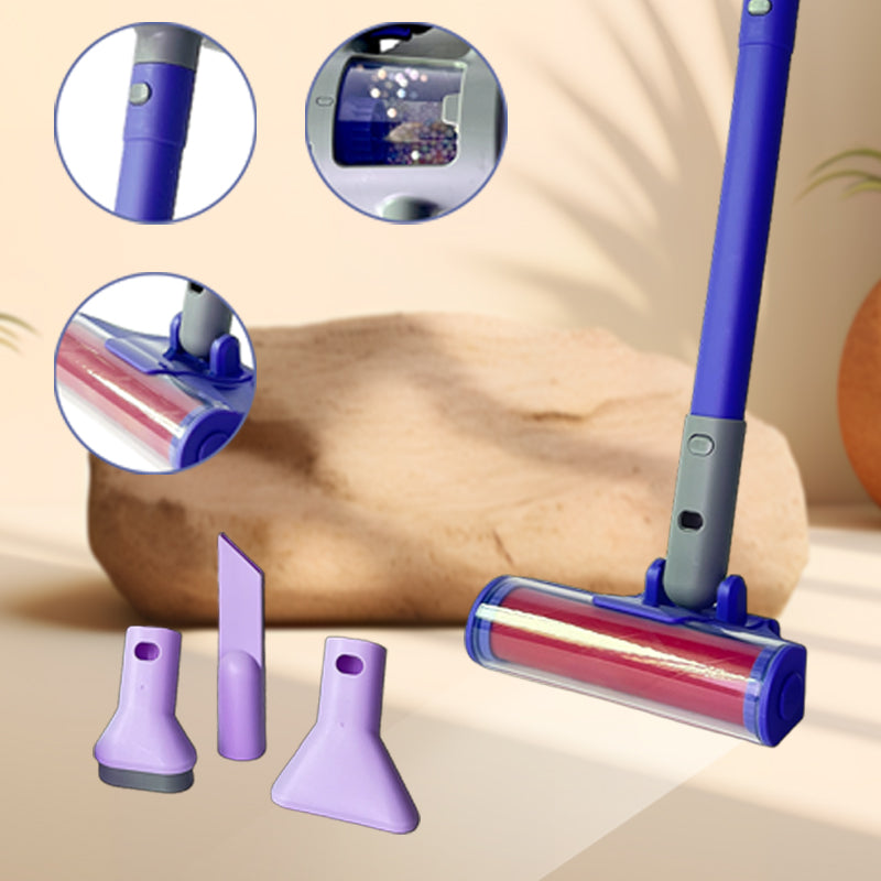 Kids Toy Vacuum Cleaner for Ages 3+ – Battery-Powered Pretend Play Vacuum with Realistic Sounds, Spinning Brush, Bead Bin & Interchangeable Nozzles