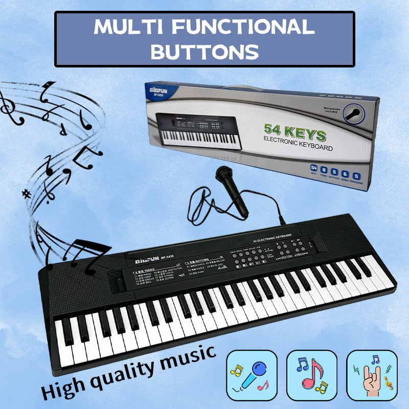 54‑Key Portable Keyboard with Microphone – Record & Playback, Multiple Tones & Rhythms, Adjustable Volume & Tempo – Educational Music Instrument for Beginners & Enthusiasts