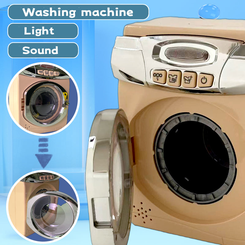 Kids Pretend Washing Machine Playset – Spinning Drum, Lights & Sounds, Iron, Basket & Hangers – Role-Play Laundry Toy (Ages 18M+)
