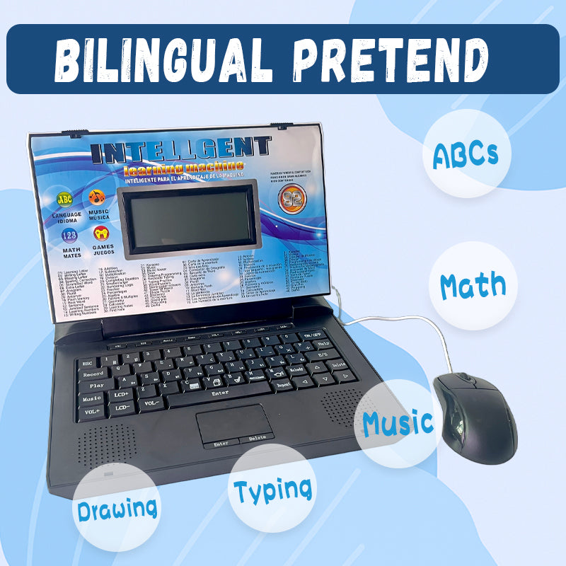 Kids' Educational Laptop Toy (Ages 3+) – 60+ Learning Games for ABCs, Math, Music, Logic, Typing, Drawing & More – Bilingual Pretend Computer with Screen & Keyboard – STEM Gift for Boys & Girls