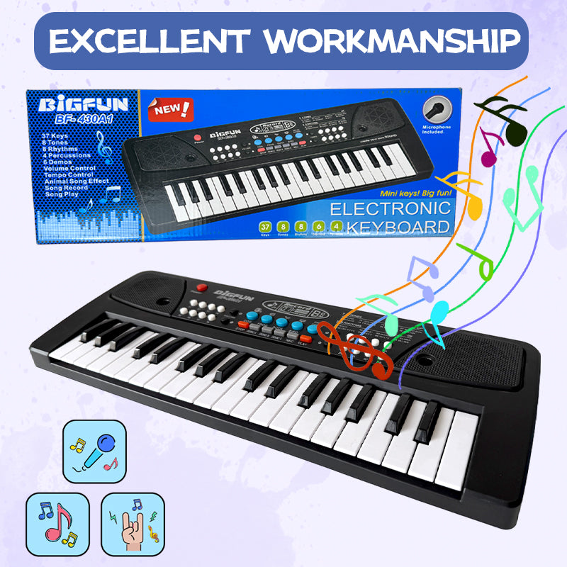 37-Key Portable Music Keyboard with Microphone – Interactive Piano Toy for Beginners & Teens 14+ – Practice, Record & Playback Functions – Ideal Learning Gift