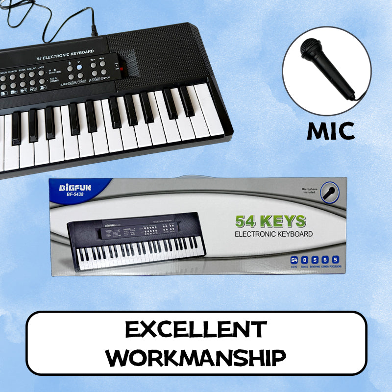 Music keyboard with adjustable volume and tempo
