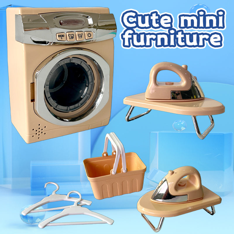 Kids Pretend Washing Machine Playset – Spinning Drum, Lights & Sounds, Iron, Basket & Hangers – Role-Play Laundry Toy (Ages 18M+)