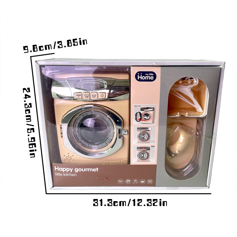 Kids Pretend Washing Machine Playset – Spinning Drum, Lights & Sounds, Iron, Basket & Hangers – Role-Play Laundry Toy (Ages 18M+)