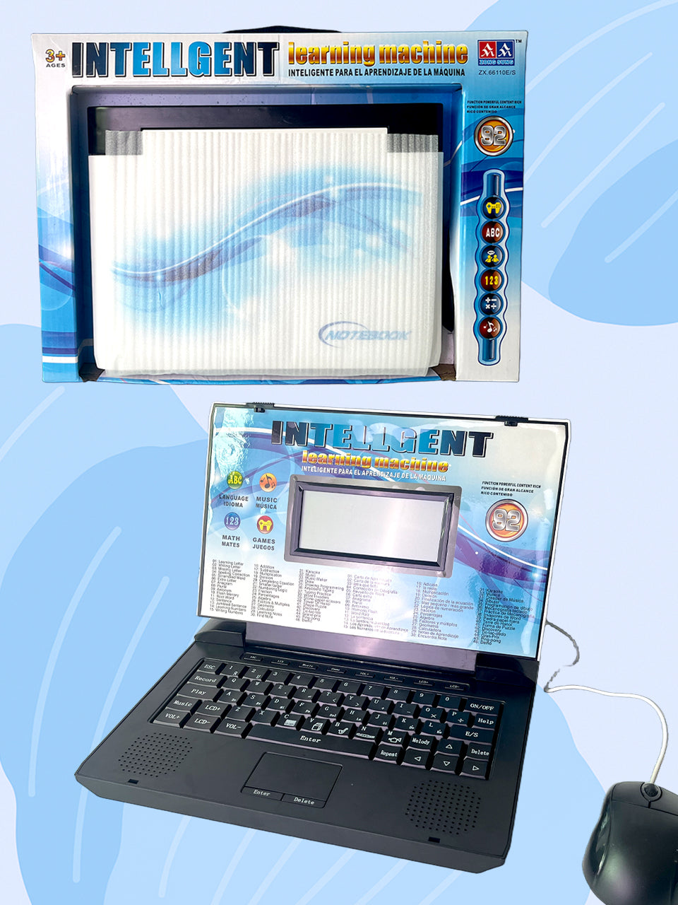 Kids' Educational Laptop Toy (Ages 3+) – 60+ Learning Games for ABCs, Math, Music, Logic, Typing, Drawing & More – Bilingual Pretend Computer with Screen & Keyboard – STEM Gift for Boys & Girls