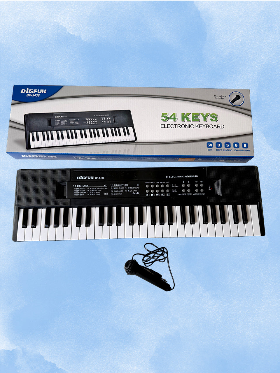 54‑Key Portable Keyboard with Microphone – Record & Playback, Multiple Tones & Rhythms, Adjustable Volume & Tempo – Educational Music Instrument for Beginners & Enthusiasts