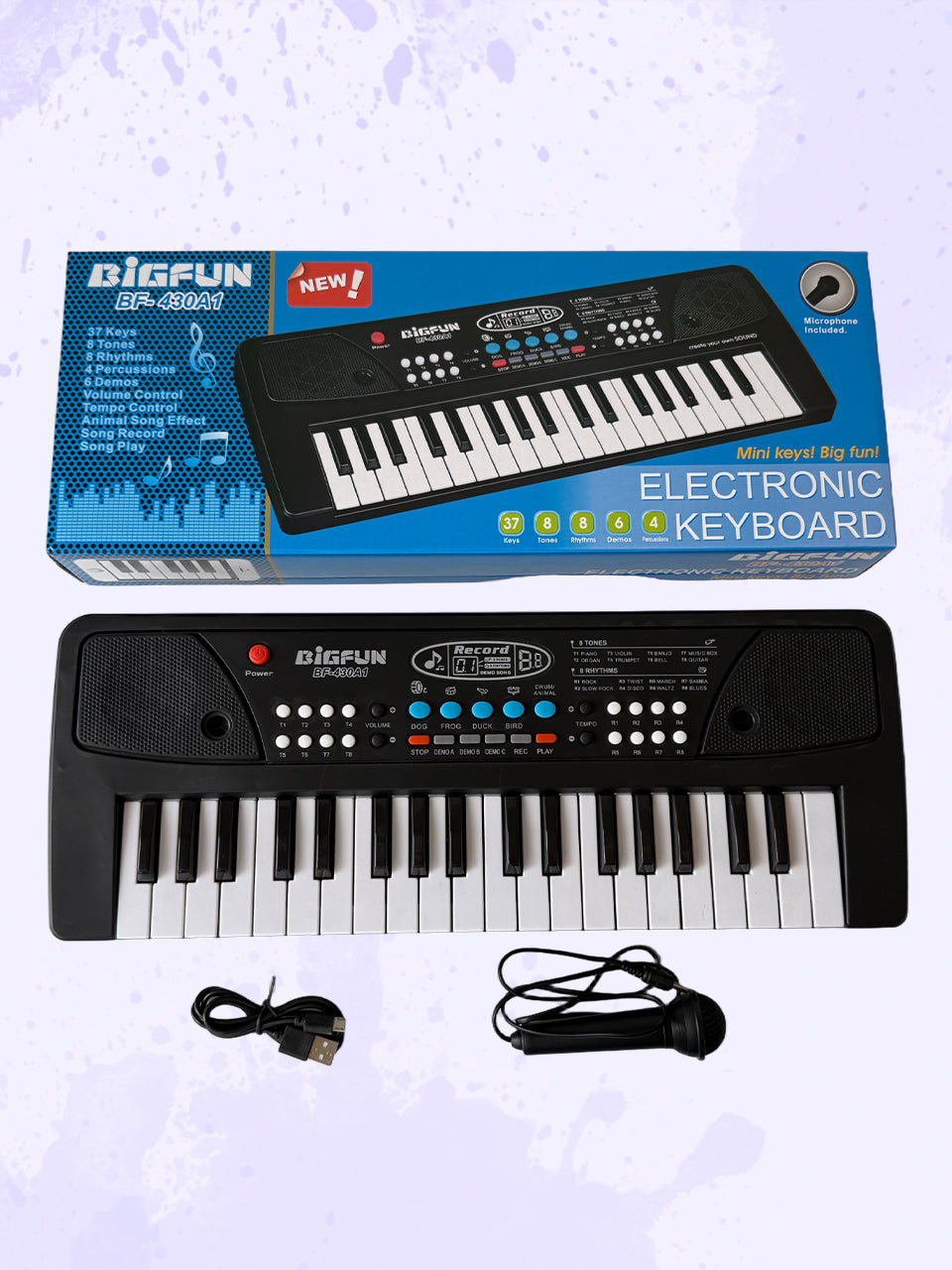37-Key Portable Music Keyboard with Microphone – Interactive Piano Toy for Beginners & Teens 14+ – Practice, Record & Playback Functions – Ideal Learning Gift